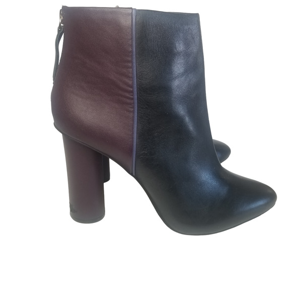 CAbi Bisset Color Block Pointed Toe Leather Booties Black Vino Size 11 - Picture 5 of 16